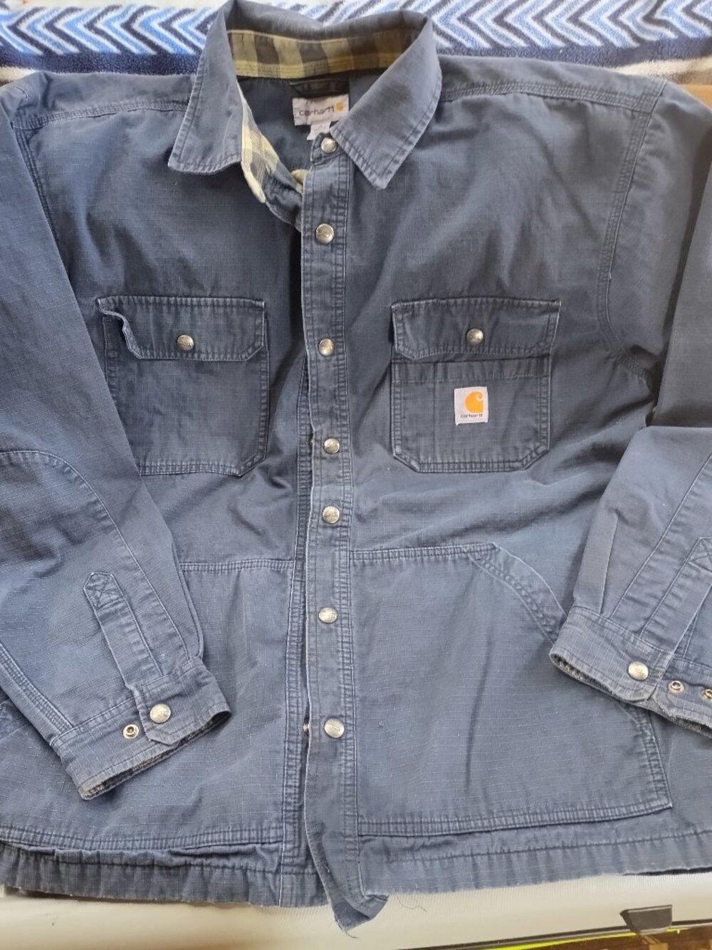Vintage Men's Carhartt Canvas Flannel Lined Distressed Work Jacket